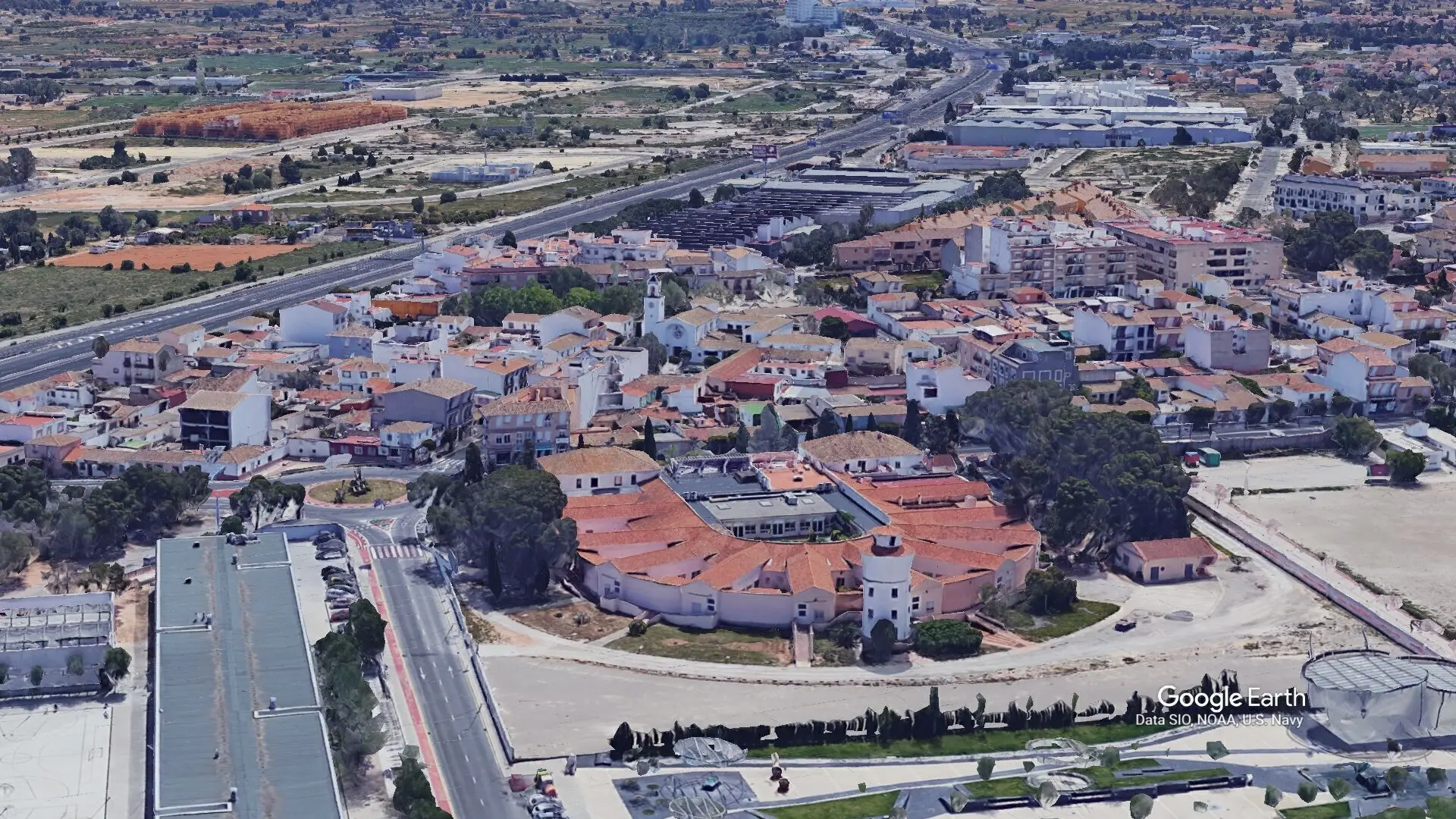Vista aérea de San Antonio de Benagéber y su casco urbano, Valencia