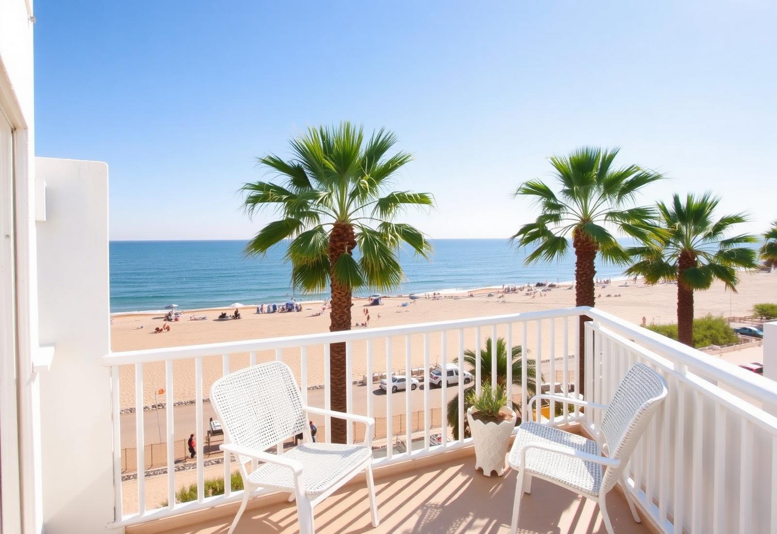Terraza de un apartamento frente al mar en la playa de Valencia