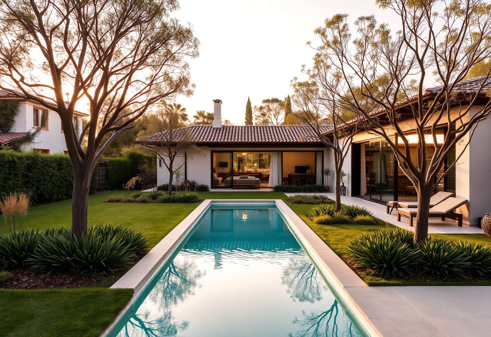 Chalet mediterráneo con jardín y piscina en una urbanización cerca de Valencia